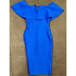 Elegant Blue Off-Shoulder Dress